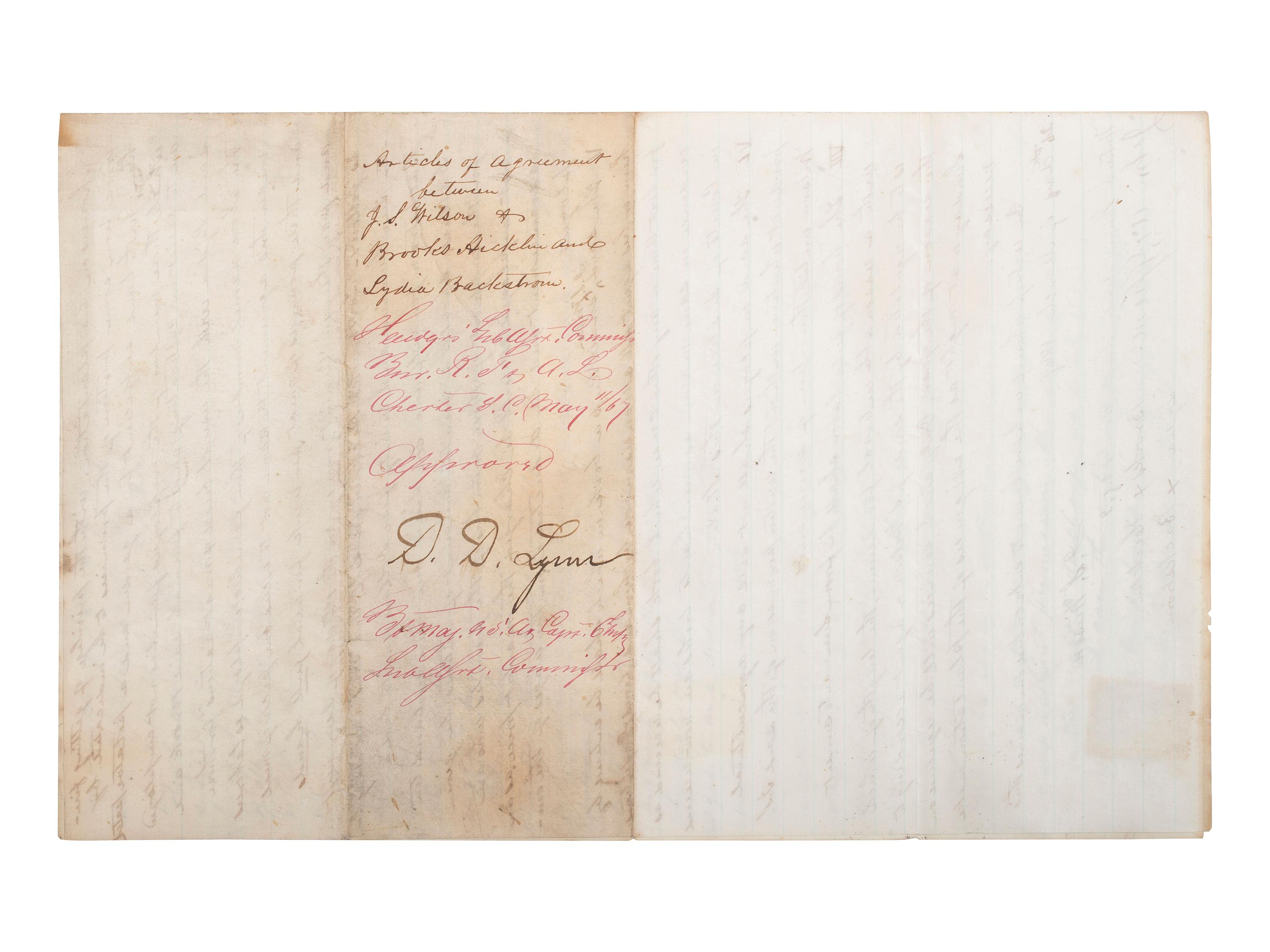 [SLAVERY & ABOLITION] -- [RECONSTRUCTION]. Labor contracts, "Rules & Regulations," and other documents associated with freedmen working on the South Carolina plantation of John S. Wilson, 1865-1868.