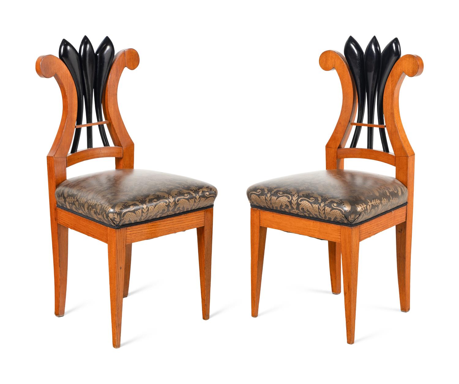 Four Biedermeier Part Ebonized Side Chairs
