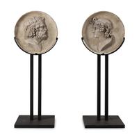 A Pair of Large Italian Neoclassical Carved Limestone Profile Plaques