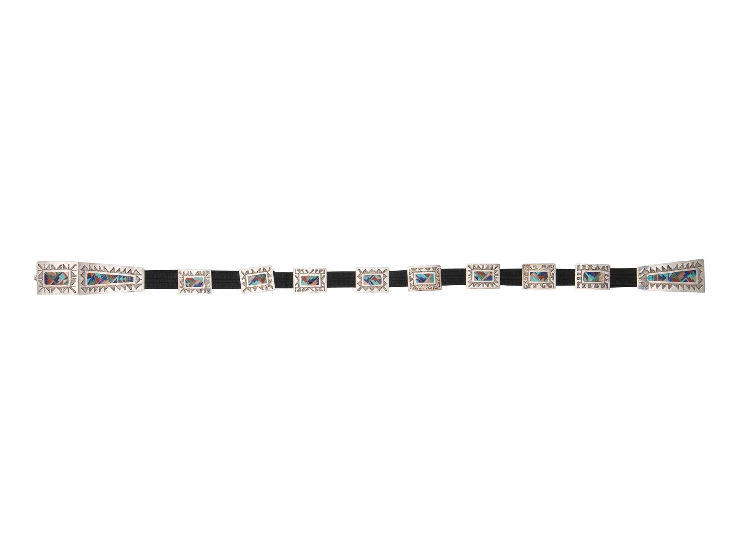 Sterling Silver and Mosaic Inlay Concha Belt