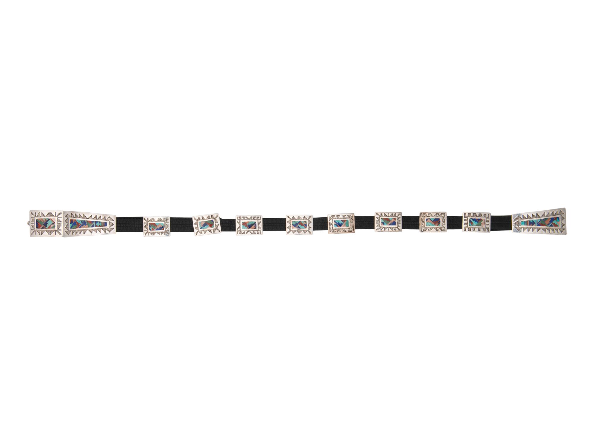 Sterling Silver and Mosaic Inlay Concha Belt