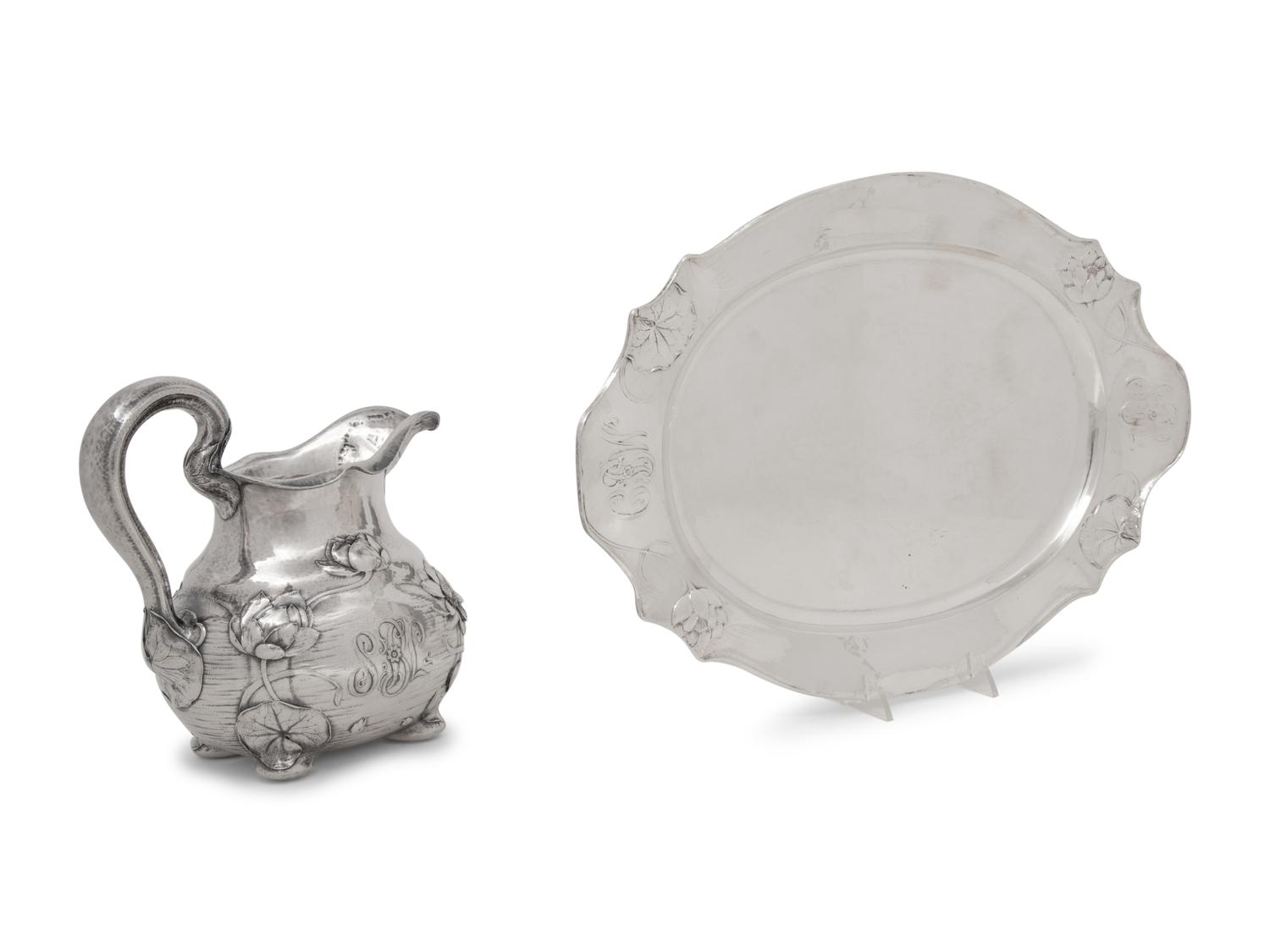 A Gorham Martelé Silver Pitcher and Tray
