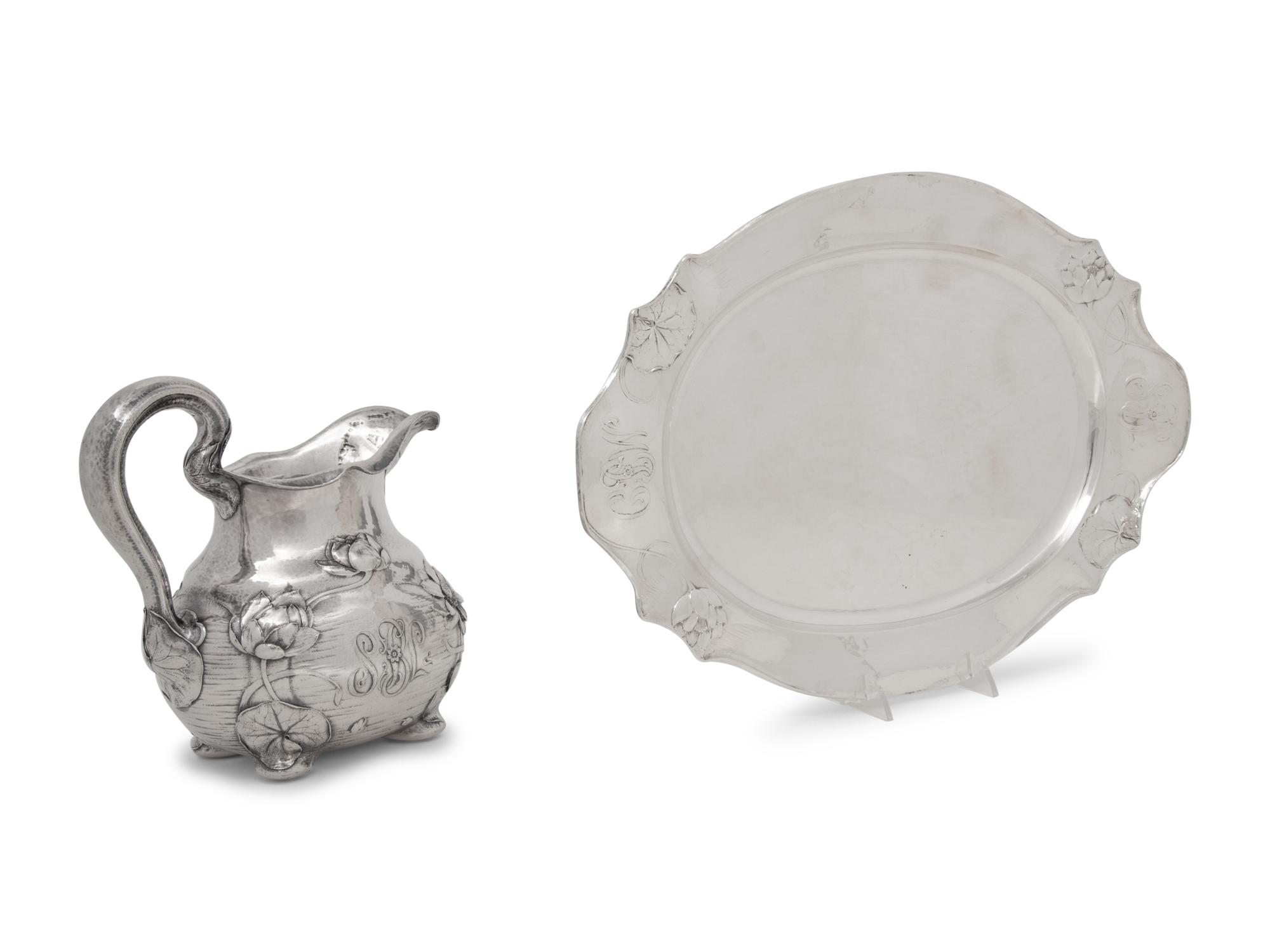 A Gorham Martelé Silver Pitcher and Tray