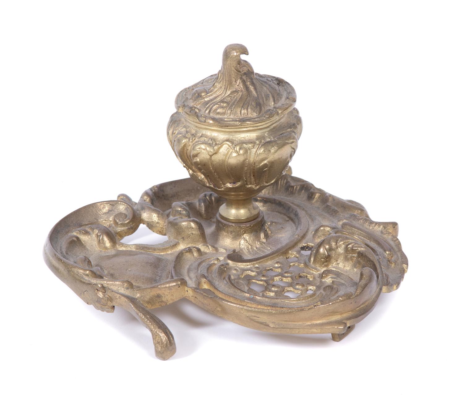 A Victorian Brass Inkwell Height 3 3/4 inches. — 19TH CENTURY