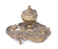 A Victorian Brass Inkwell Height 3 3/4 inches. — 19TH CENTURY
