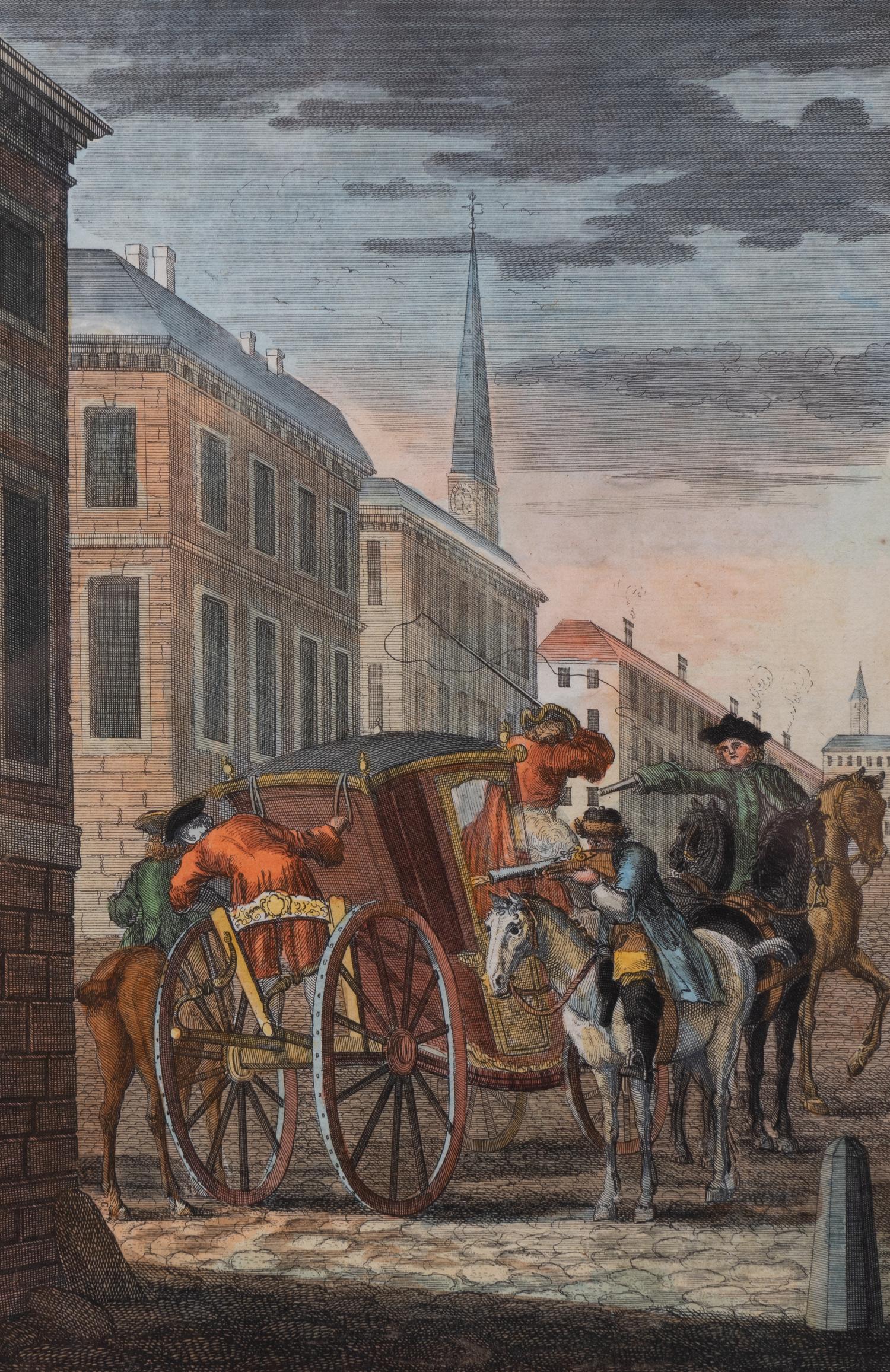 A Set of Five English Handcolored Steel Engravings — 18TH CENTURY