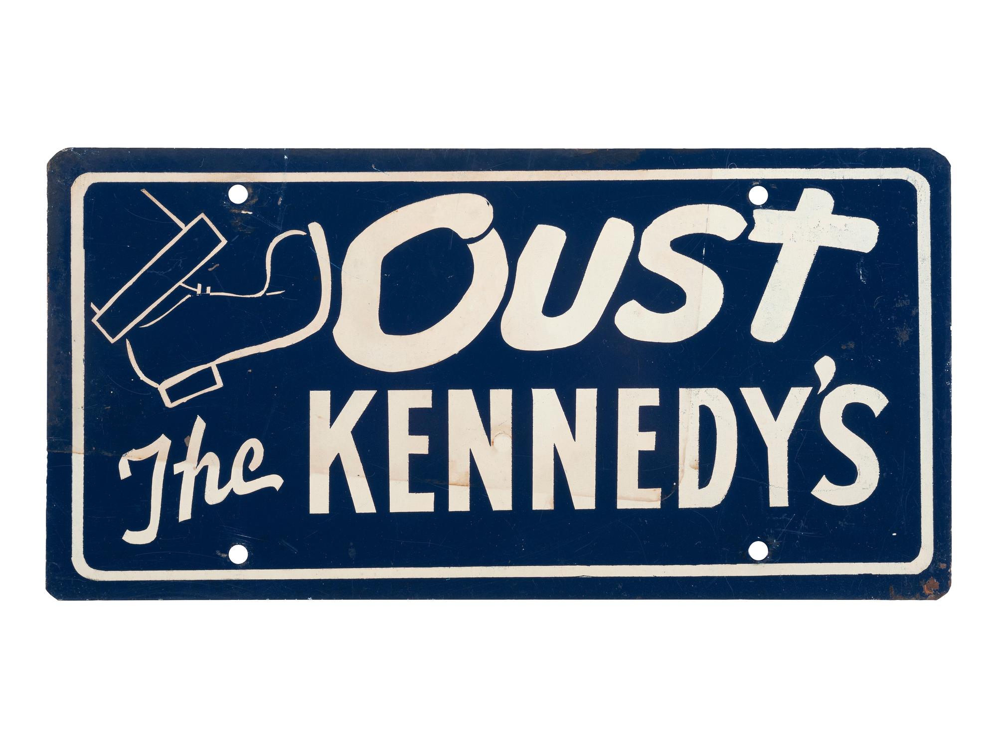 [KENNEDY, John F. (1917-1963)]. A group of 2 license plates, highlighted by anti-second term example.