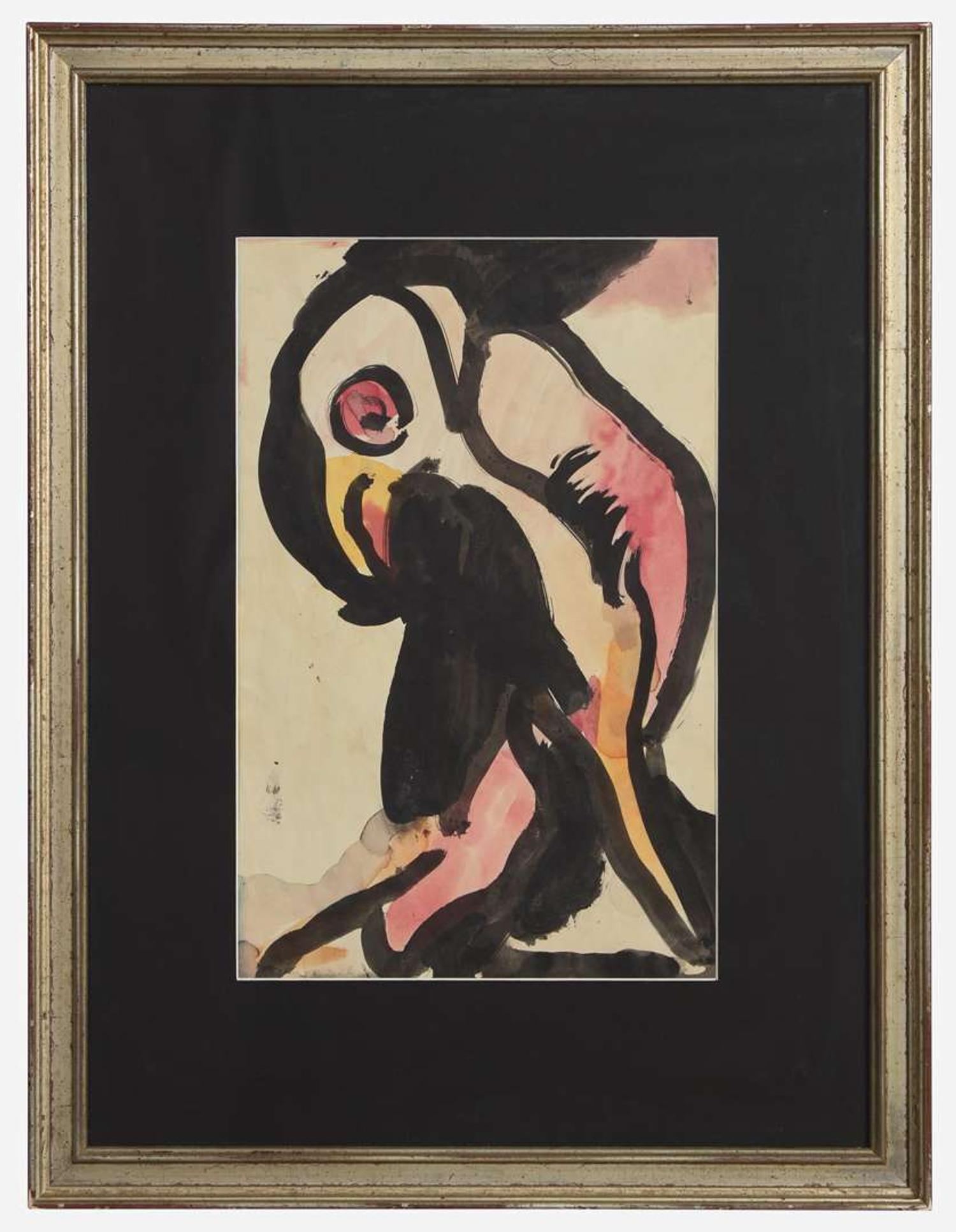 Georges Rouault (French, 1871-1958) - Perroquet (Projet Pour un Bestiaire); With Homme Debout verso (A Double-Sided Work)