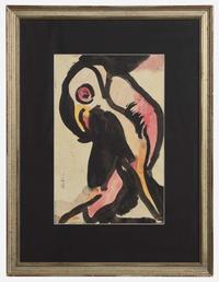 Georges Rouault (French, 1871-1958) - Perroquet (Projet Pour un Bestiaire); With Homme Debout verso (A Double-Sided Work)