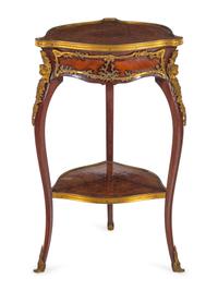 A Louis XV Style Gilt Bronze Mounted Kingwood and Parquetry Side Table