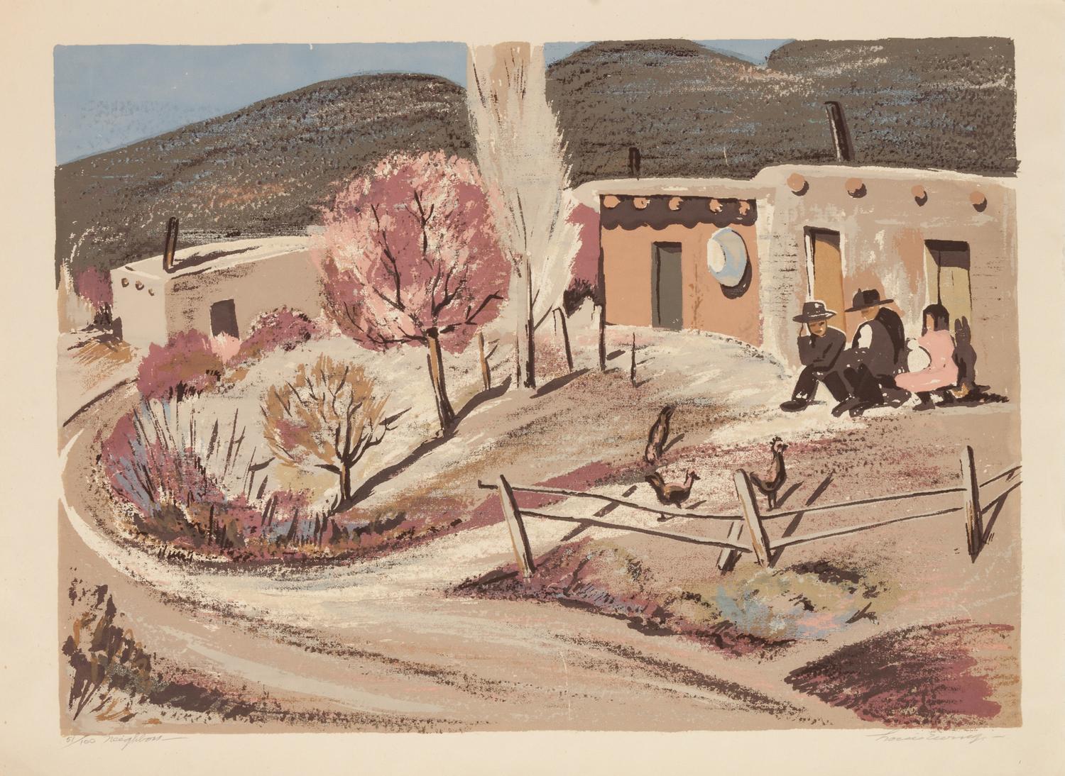 Four Works: Sunset - Santa Fe, edition 115/120; Neighbors , edition 51/100; Abiqui, New Mexico, edition 119/120; Old Pine Tree , edition 101/150