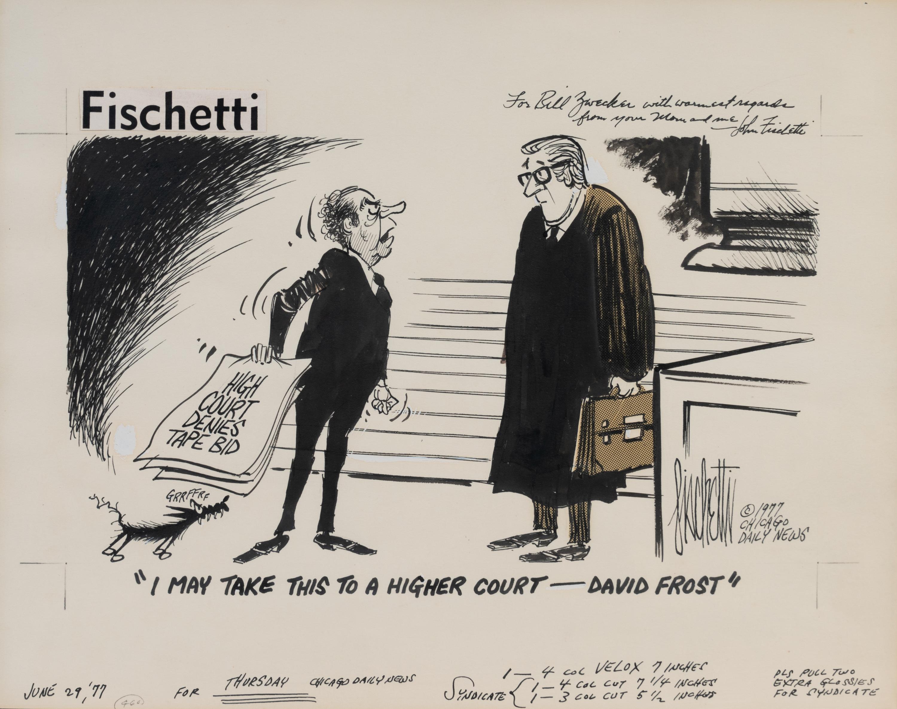 (Cartoon Art) FISCHETTI, John (1916-1980). A group of 2 original cartoons by John Fischetti, comprising: