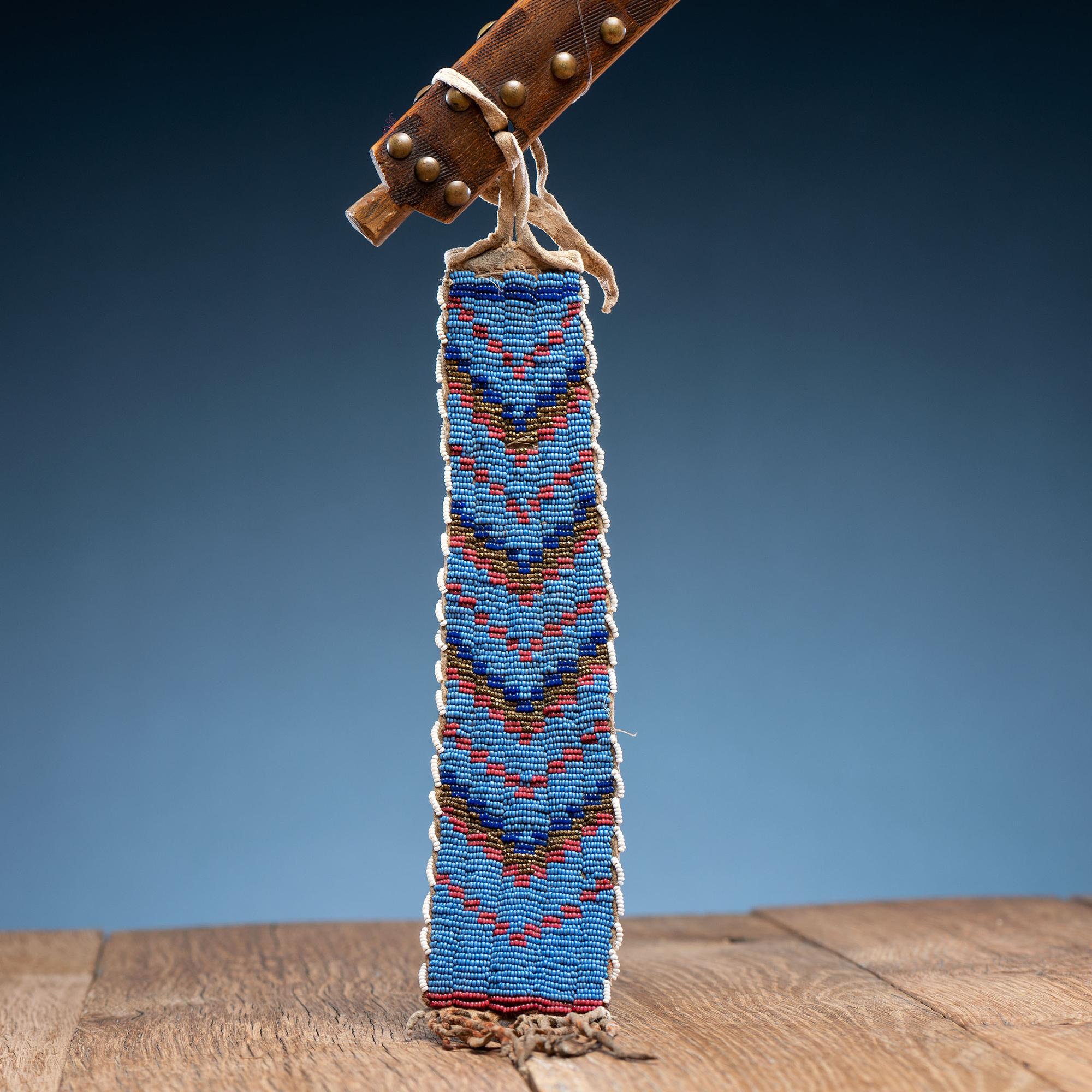 Plains Pipe Tomahawk, Decorated with Tacks and Beaded Drop