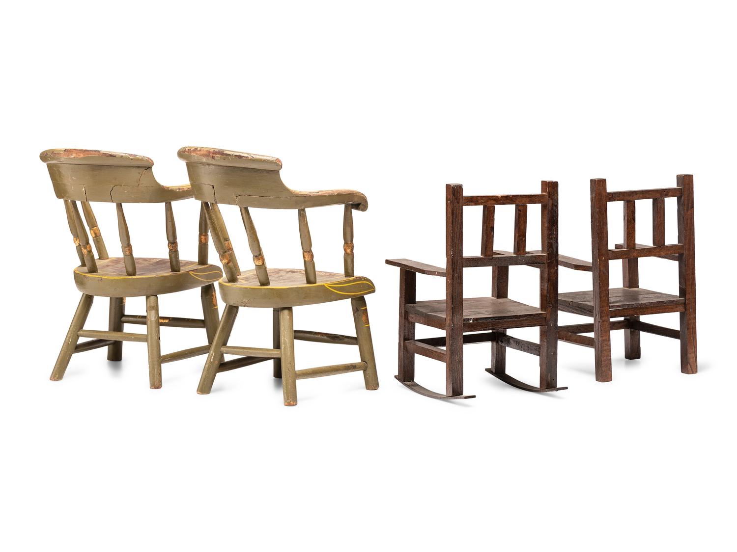 Two Pairs of Doll's Chairs