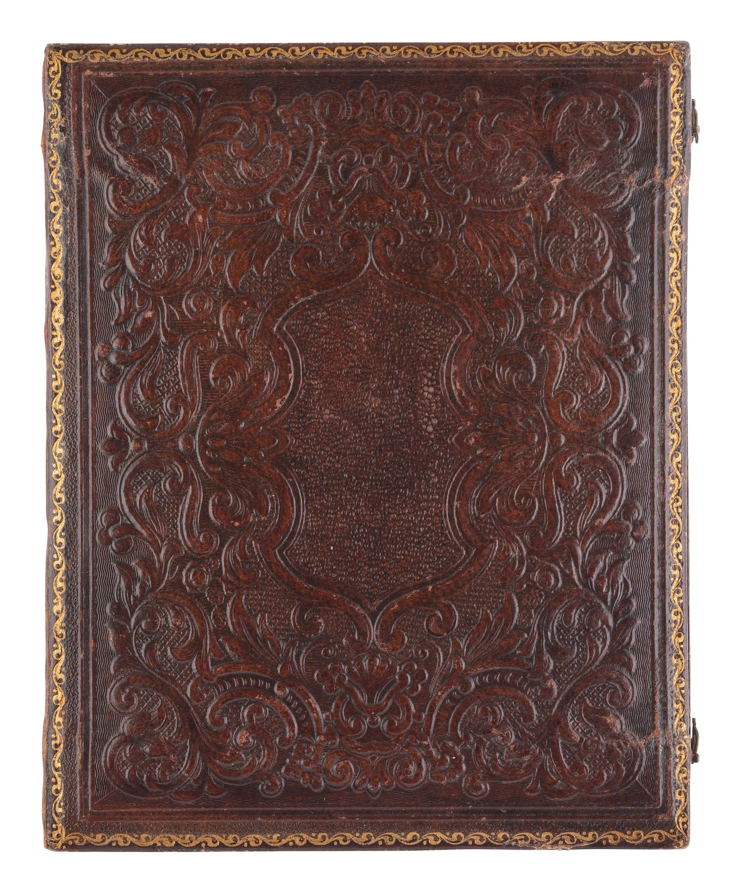 [EARLY PHOTOGRAPHY]. Half plate Union case containing 4 ninth plate images of men and women.