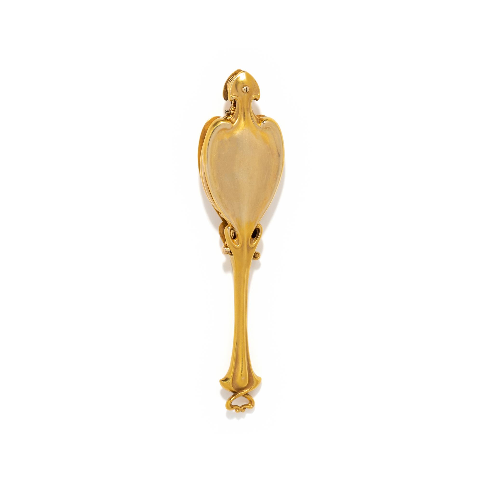 ART NOUVEAU, YELLOW GOLD LORGNETTE