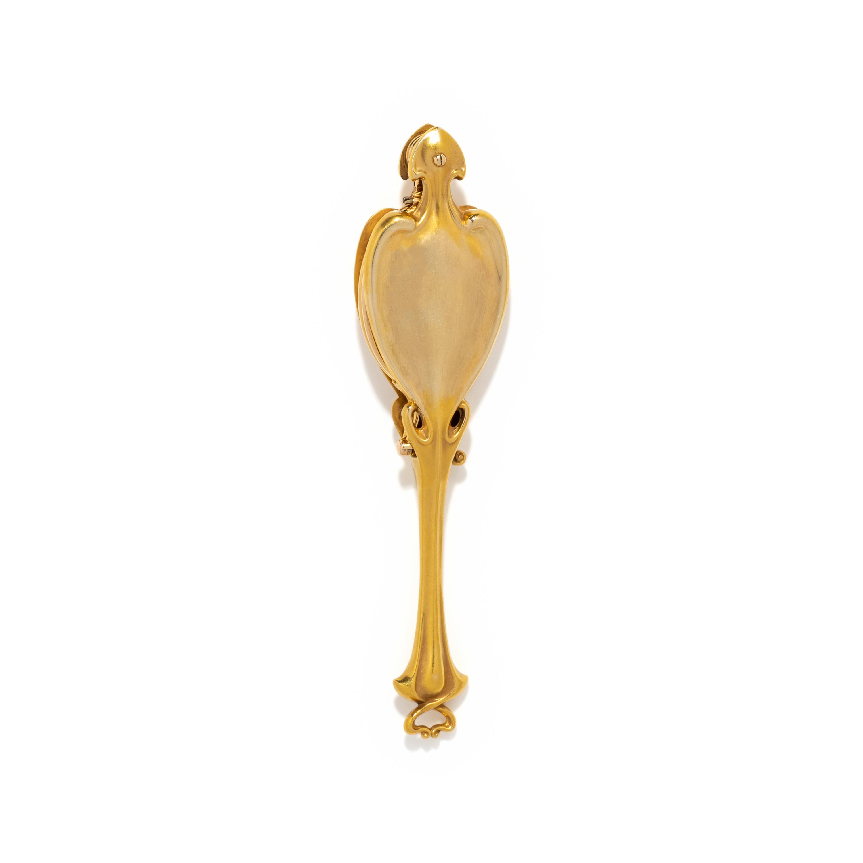 ART NOUVEAU, YELLOW GOLD LORGNETTE