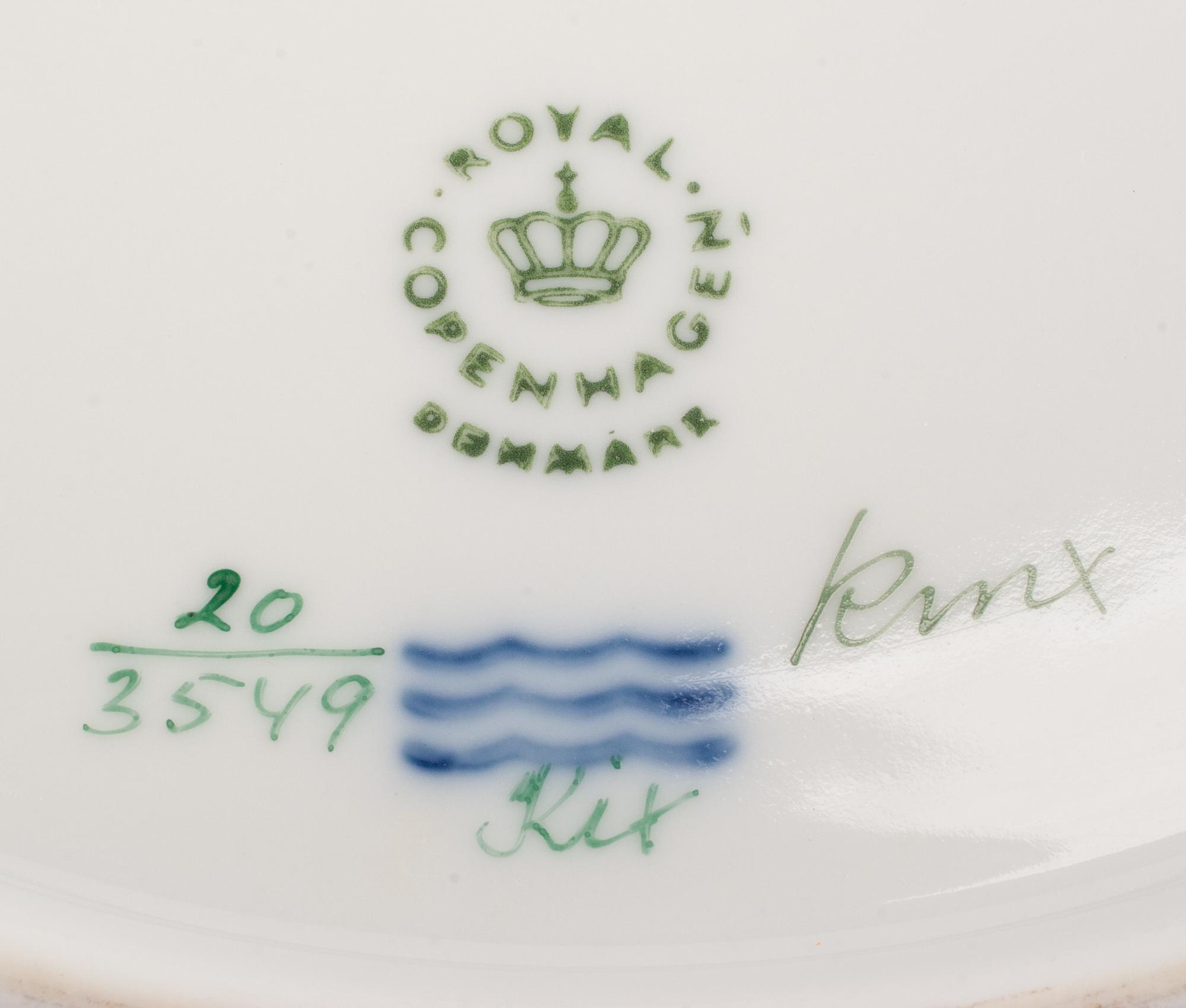 A Set of Twelve Royal Copenhagen Flora Danica Dinner Plates Diameter 10 inches. — CIRCA 1979-1983