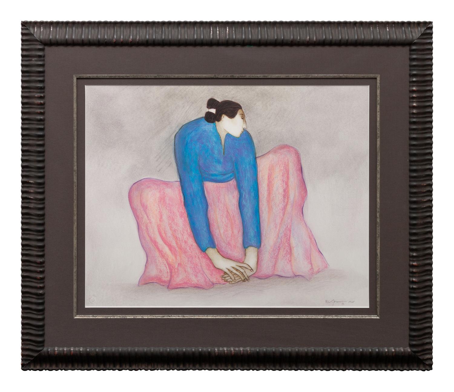 Seated Woman in Pink Skirt