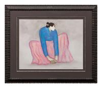 Seated Woman in Pink Skirt