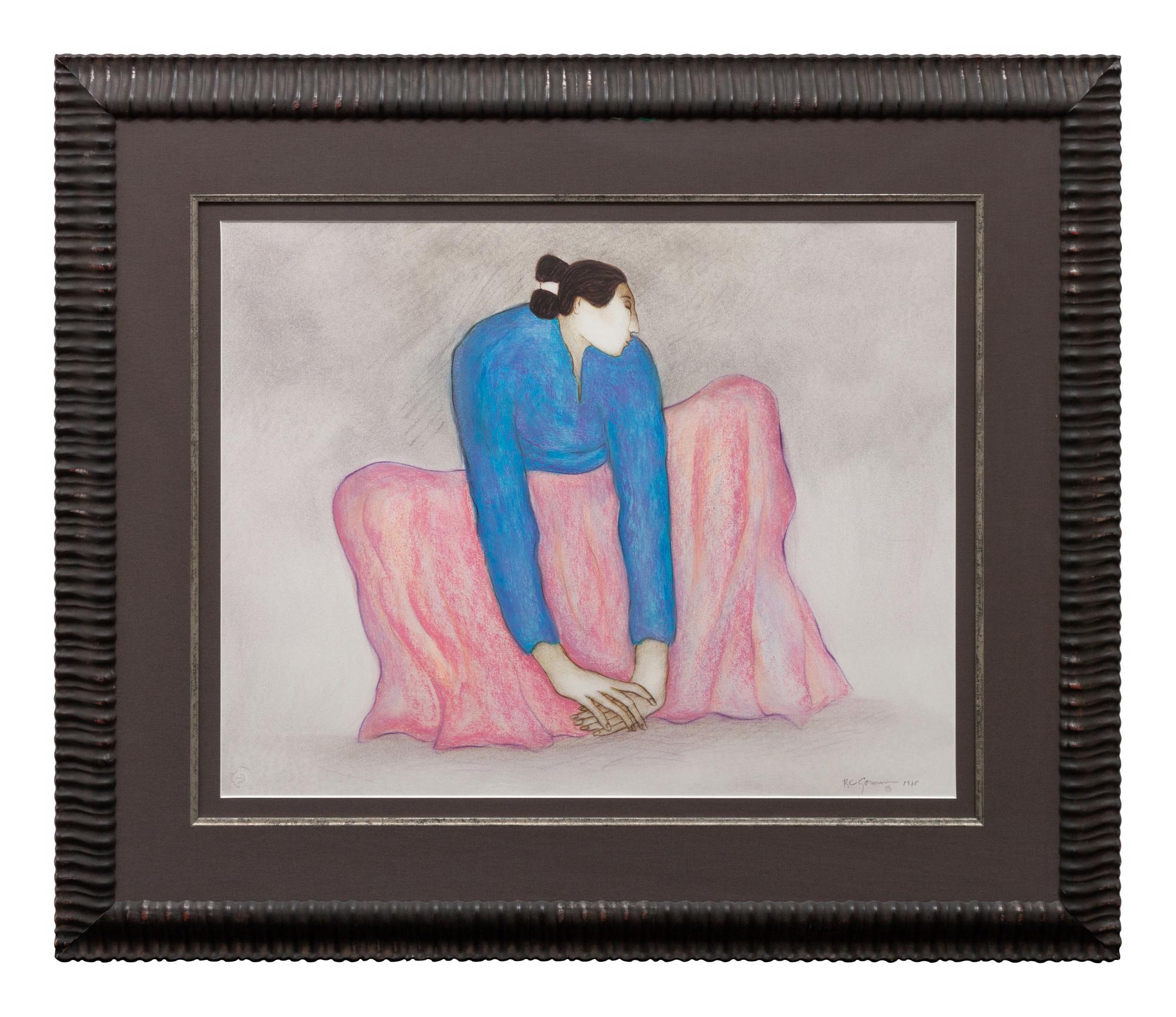 Seated Woman in Pink Skirt