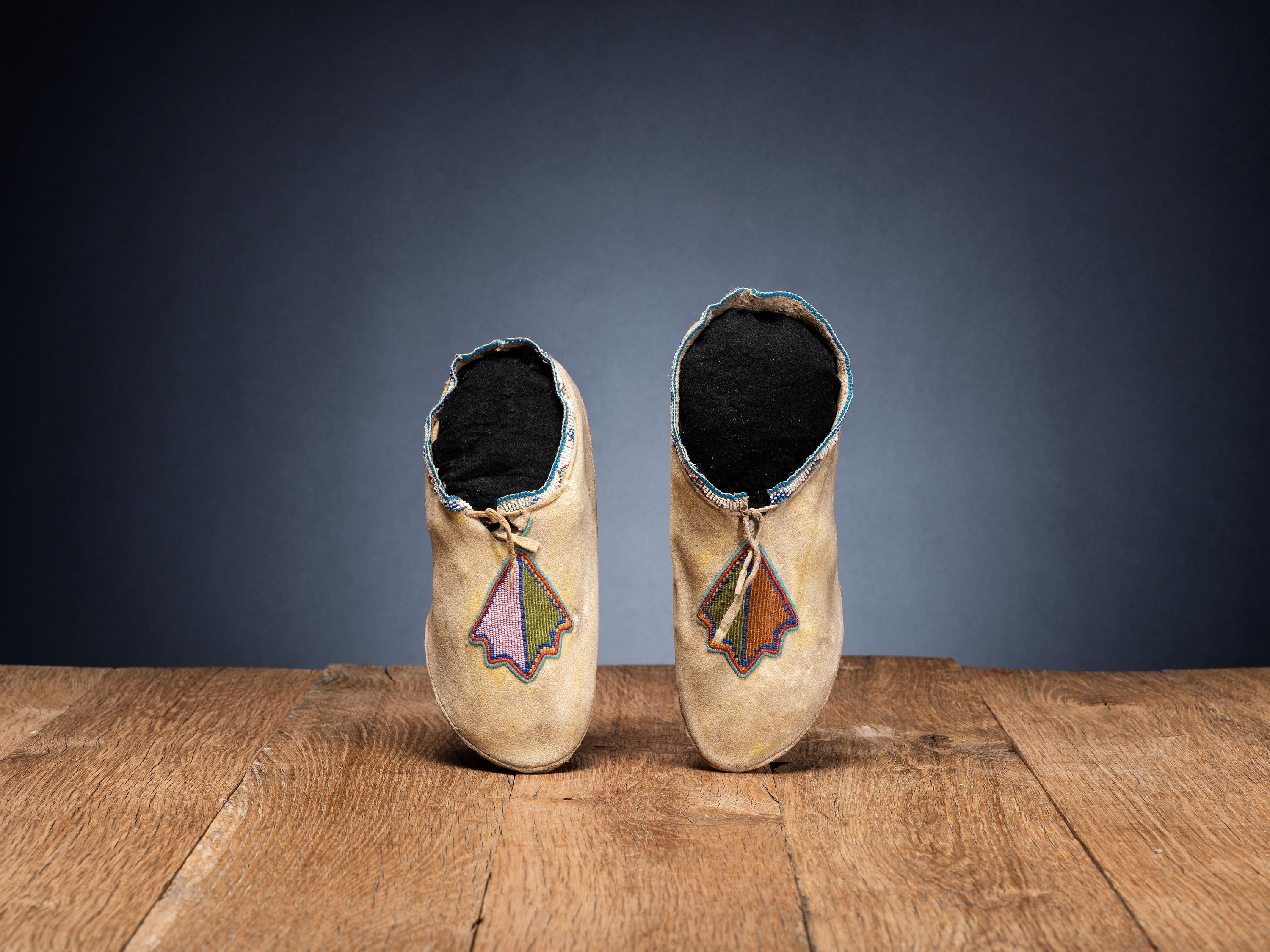 Kiowa Beaded Hide Moccasins