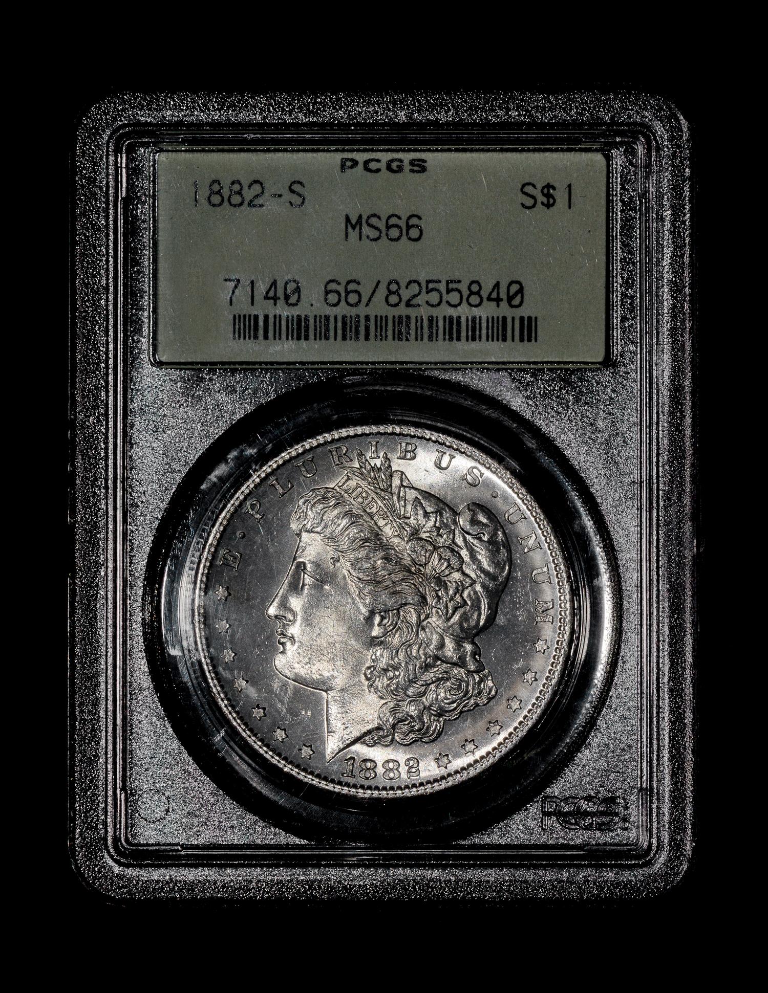 A United States 1882-S Morgan Silver $1 Coin — NGC graded MS66