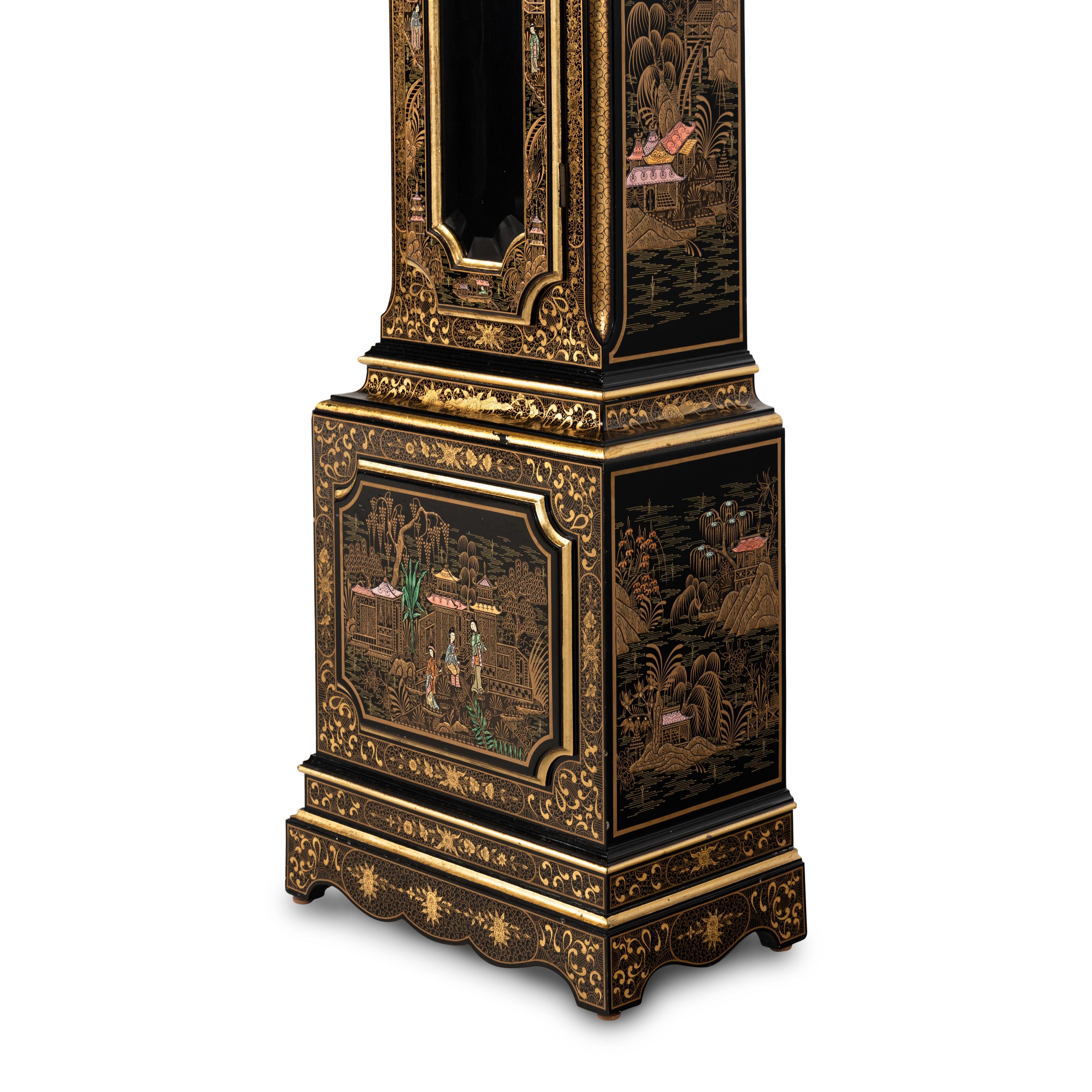 A Black and Gilt-Japanned Longcase Clock
