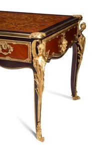 A Louis XV Style Gilt Bronze Mounted Marquetry Bureau Plat