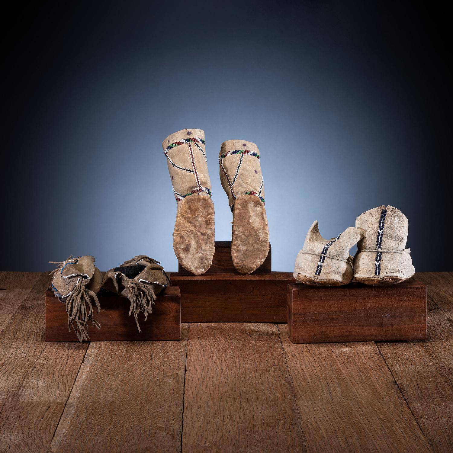 Southern Plains Child's Beaded Hide Moccasins