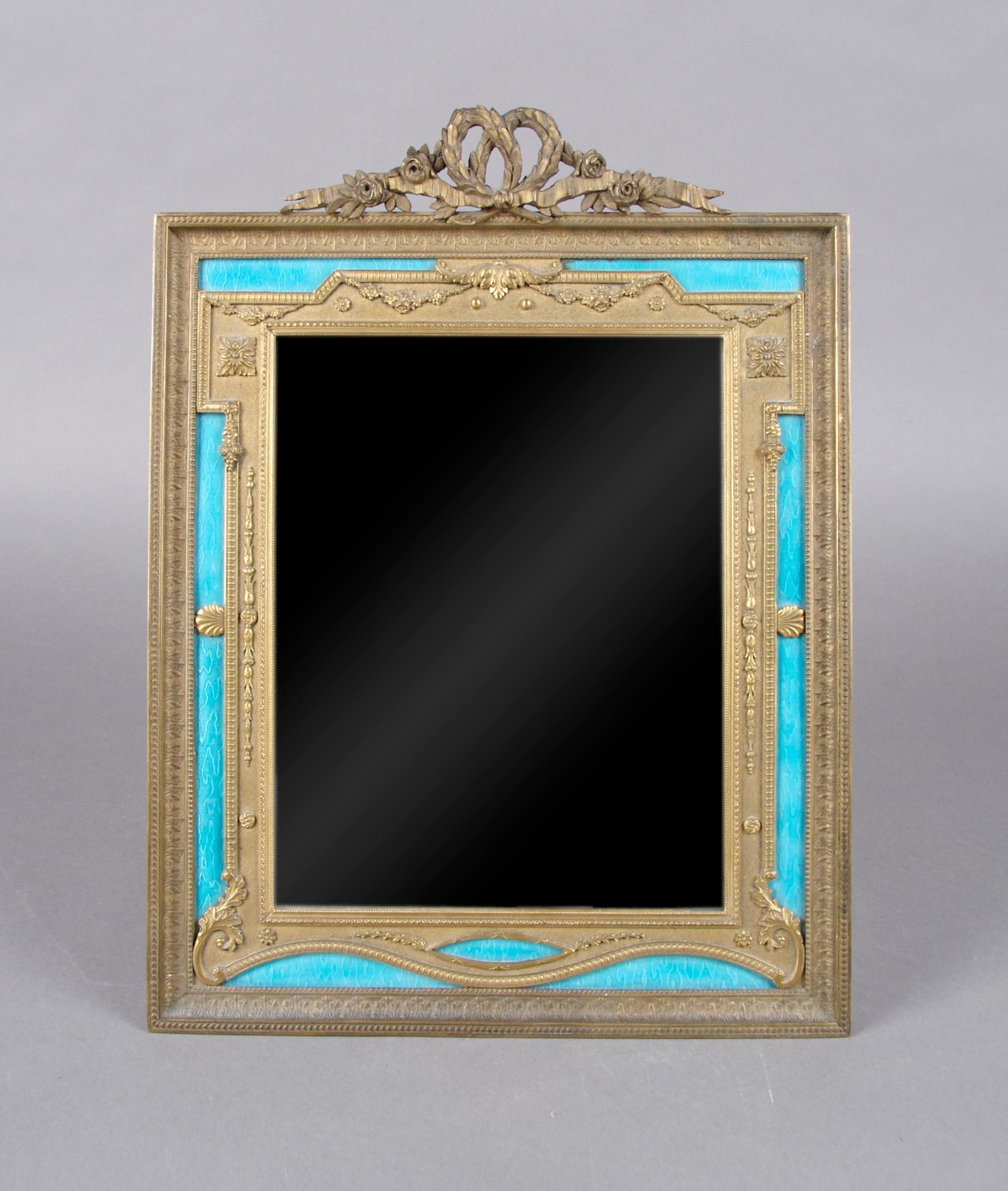 A French Ormolu and Enameled Frame, Height 14 1/2 x width 11 inches.