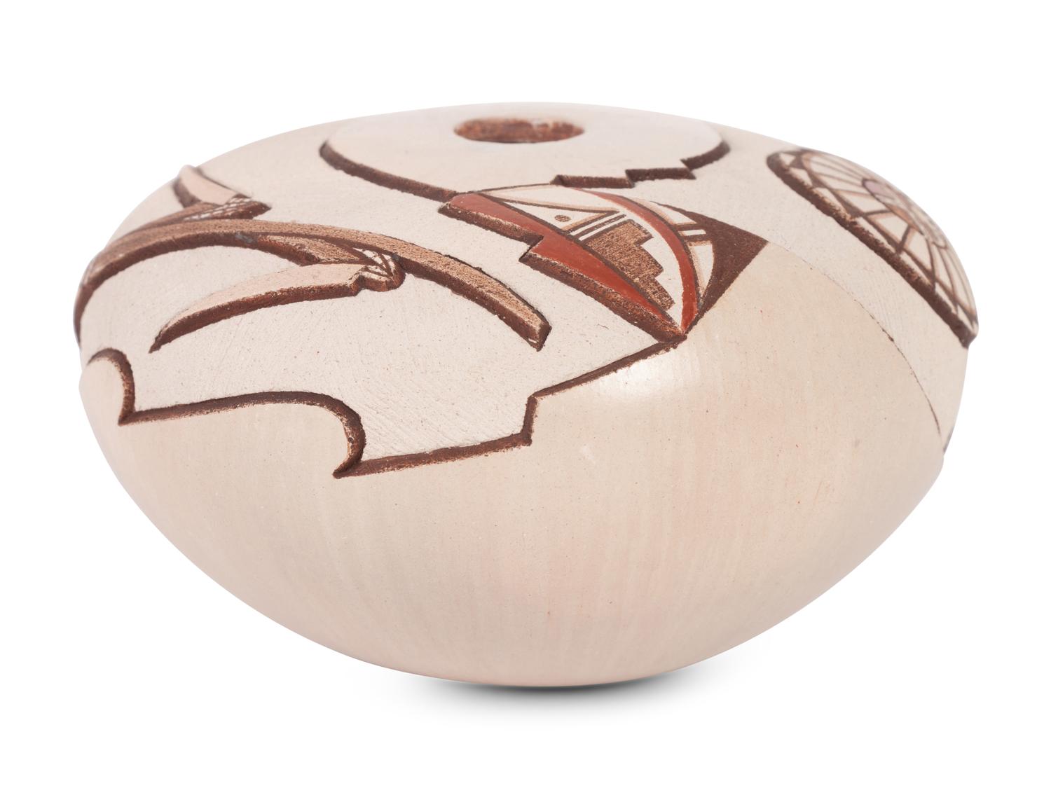 Sgraffito Carved Pottery Seed Jar