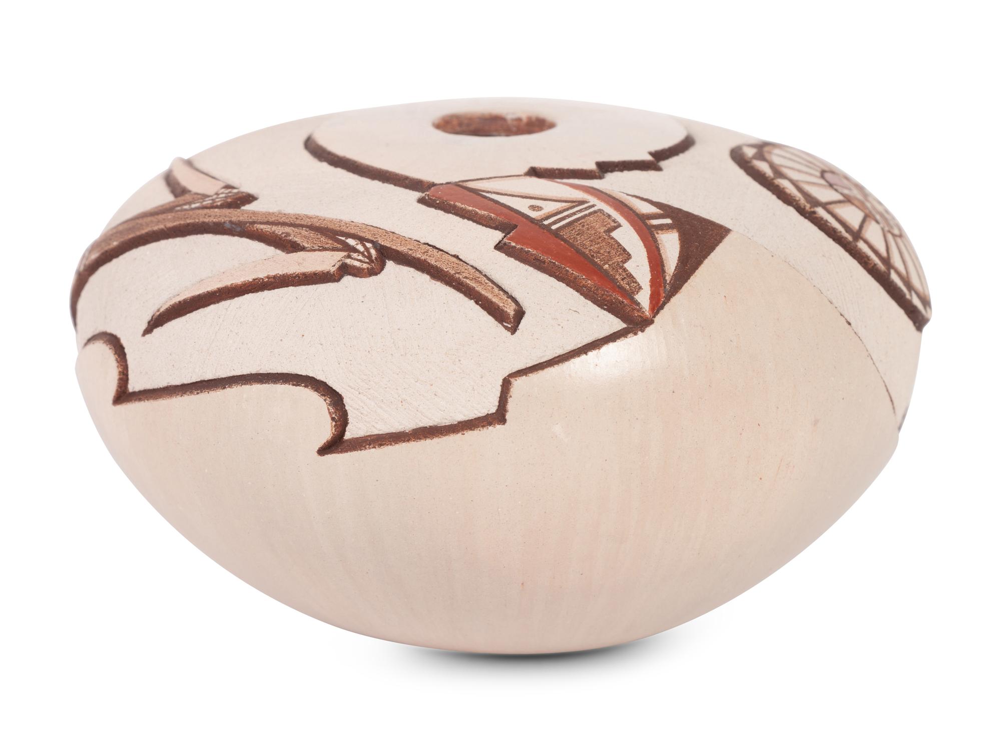 Sgraffito Carved Pottery Seed Jar