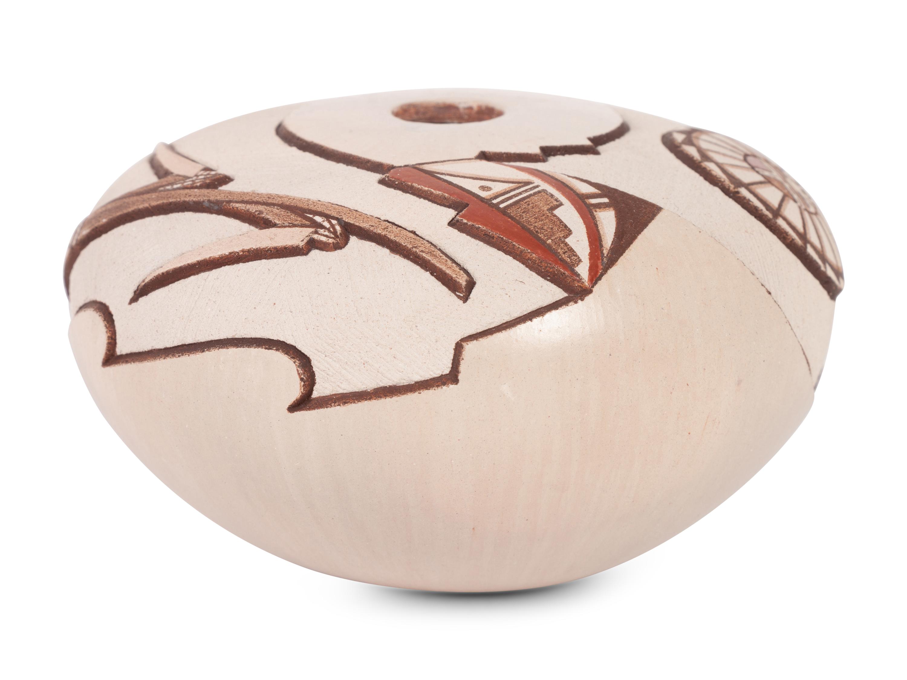 Sgraffito Carved Pottery Seed Jar