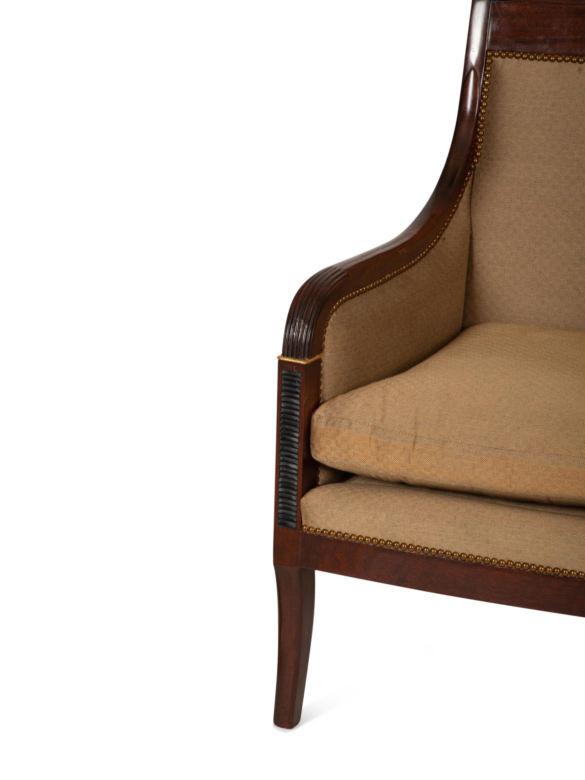 A Set of Three Russian Empire Style Mahogany Armchairs