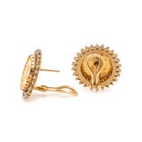 YELLOW GOLD, COIN AND DIAMOND EARCLIPS