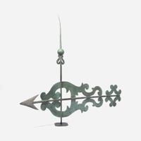 A patinated sheet copper and cast zinc bannerette weathervane late 19th century