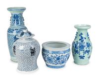 Four Chinese Blue and White Porcelain Articles — 20TH CENTURY