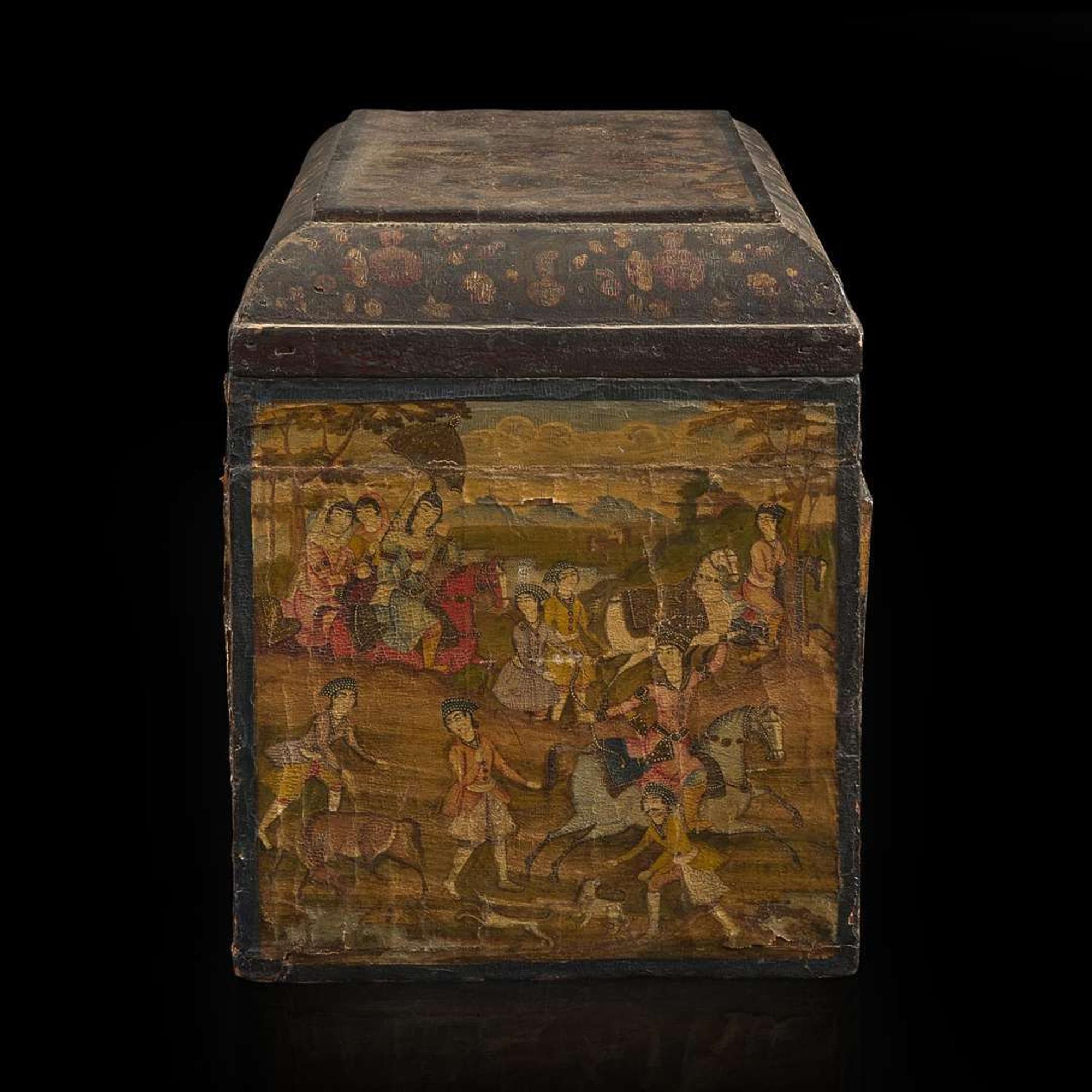 A Persian painted lacquer table chest 波斯漆器小箱 Qajar period ????