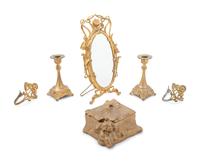 Six Art Nouveau Gilt Metal Articles
