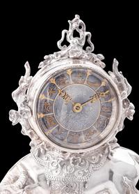 A Chinese Export Silvered Bronze Water Buffalo-Form Clock
