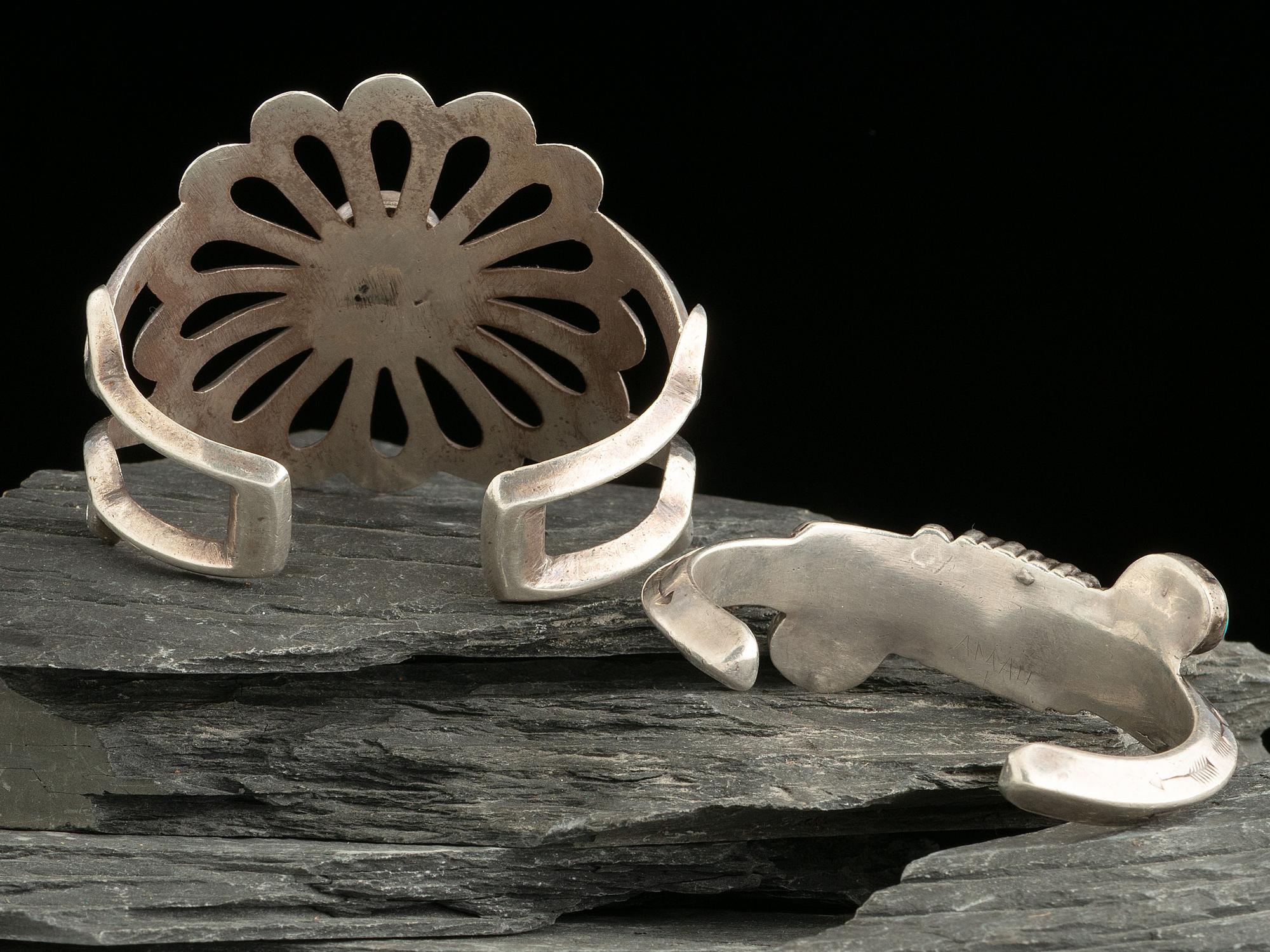 Navajo Silver and Turquoise Cuff Bracelets