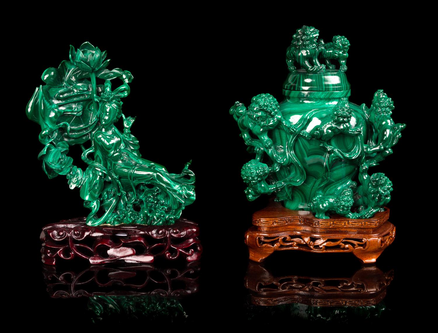 Two Chinese Malachite Carvings
