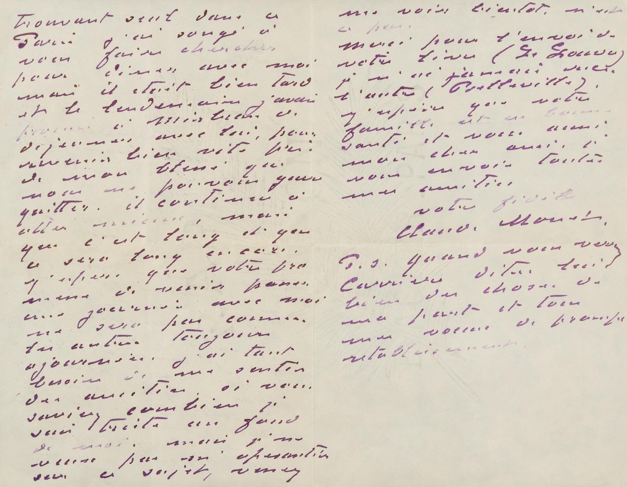 MONET, Claude. Autographed letter signed ("Claude Monet"), in purple ink, in French, to art critic Gustave Geffroy, 1902.