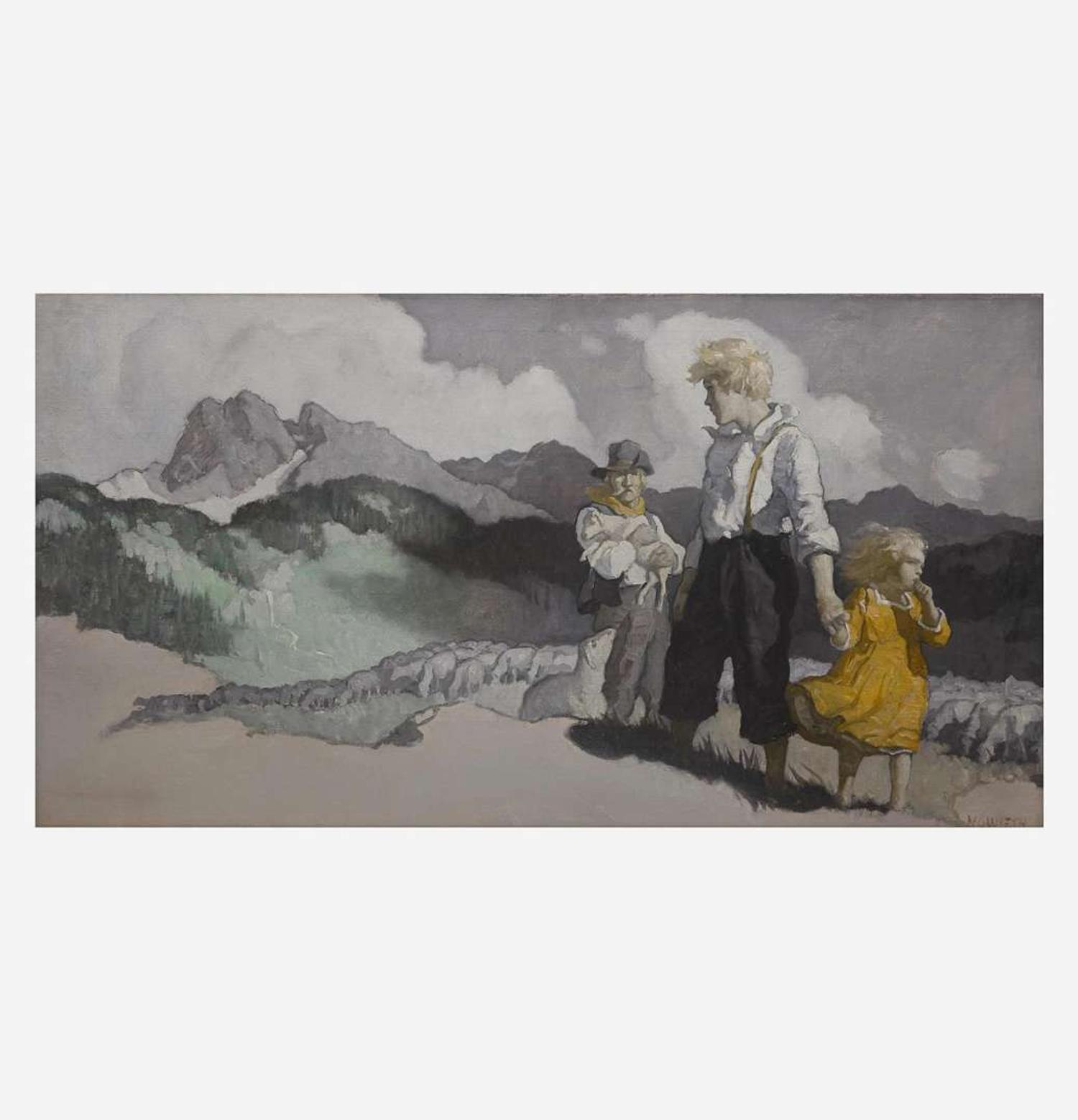 N.C. Wyeth (American, 1882–1945) The Father Kept the Children Near Him, but Always Young Olaf Looked with Tragic Eyes Toward the Slope Where Padfoot Waited