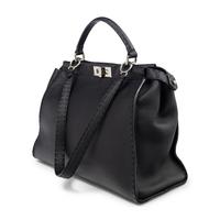 FENDI, LARGE PEEKABOO BAG IN BLACK LEATHER