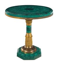 An Empire Style Gilt Bronze Mounted Malachite Veneered Table