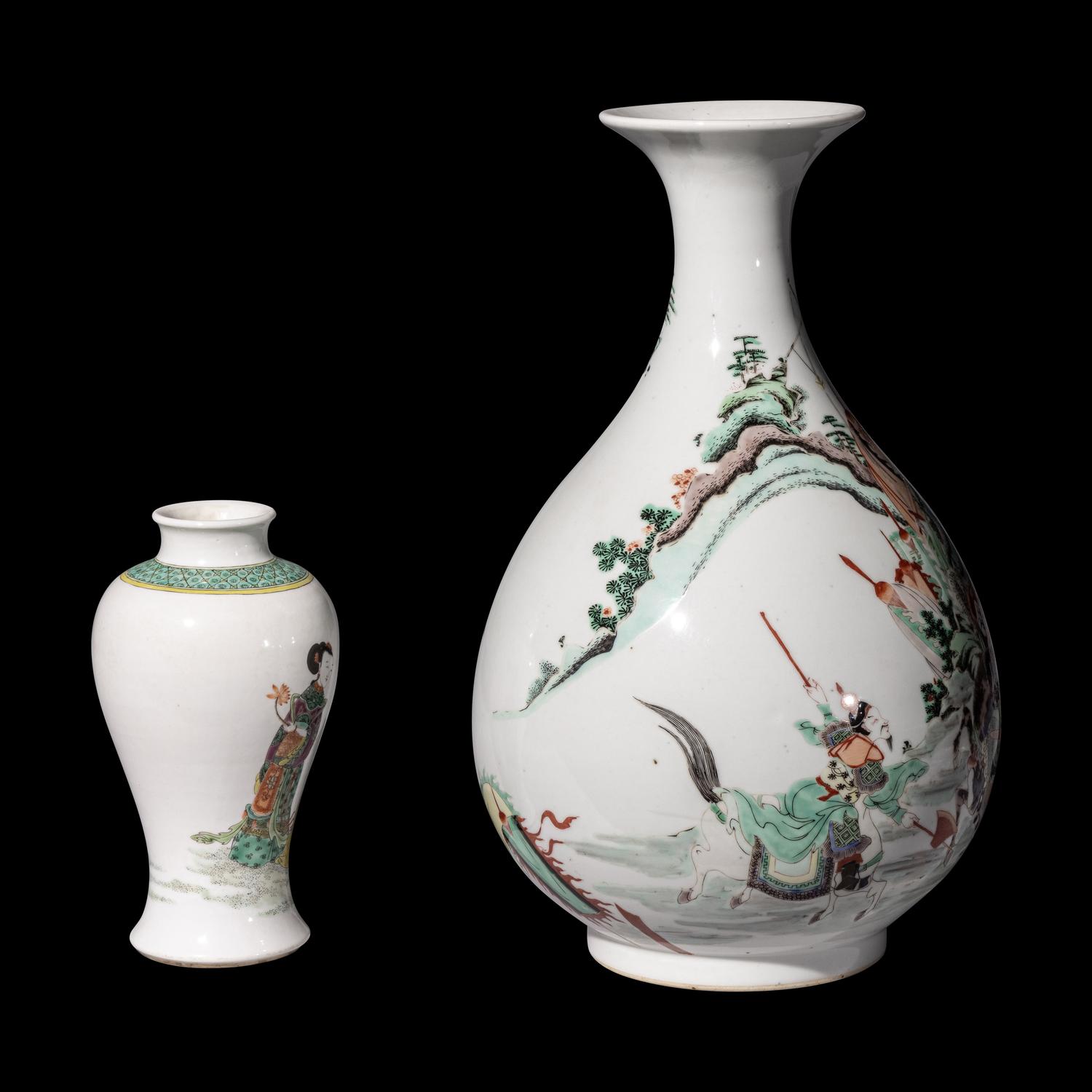 Two Chinese Wucai Porcelain Vases