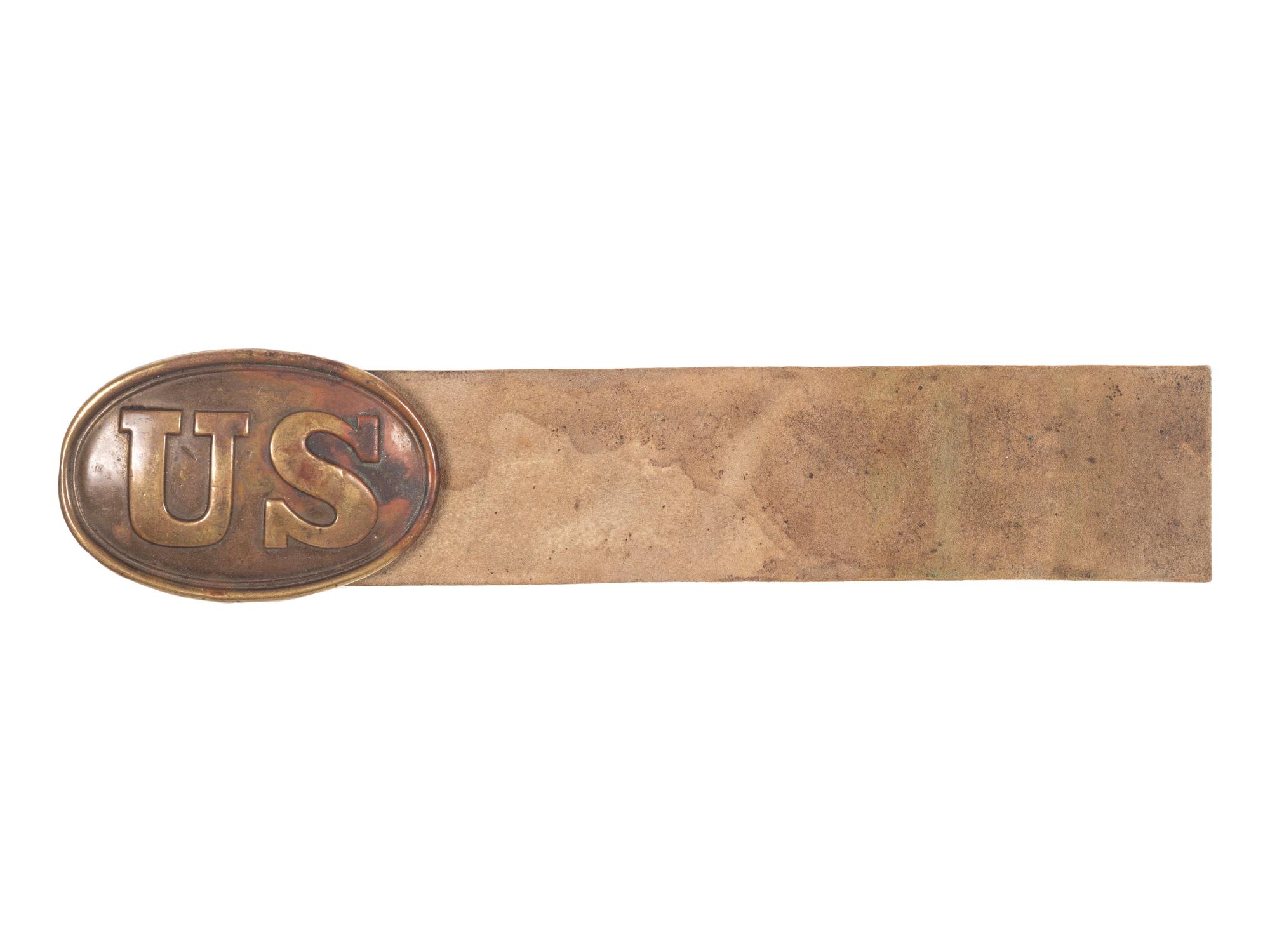 [CIVIL WAR]. Fragment of belt with Model 1839 "US" plate, identified to 2nd Maryland Infantry Regiment.