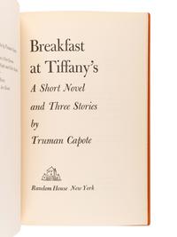 CAPOTE, Truman (1924-1984). Breakfast at Tiffany’s . New York: Random House, 1958.